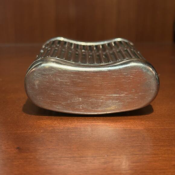 Caged Glass Flask Metal Chrome 1920's Prohibition Era Screw On Lid Vintage - Picture 3 of 4